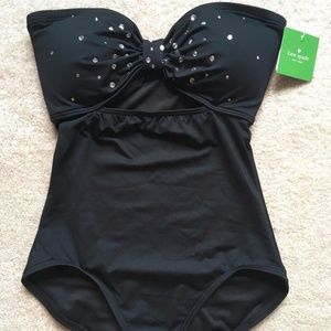 kate spade Rhinestone Black Georgia Beach Swimsuit XS